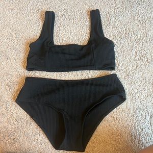 High waisted black 2 piece bikini